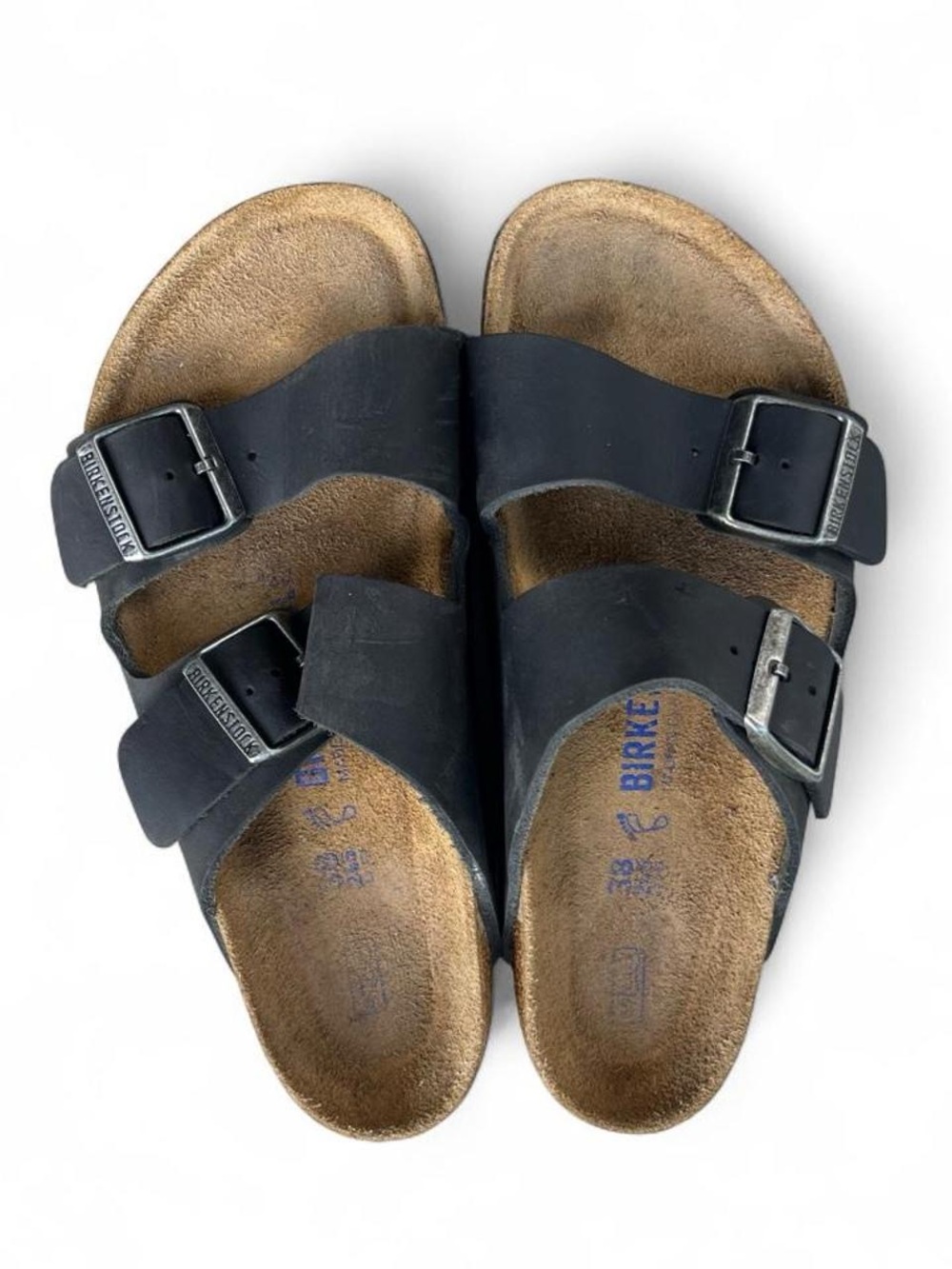 Birkenstock Arizona Black Oiled Leather Sandals EU 38 US Women's 7 Soft Footbed